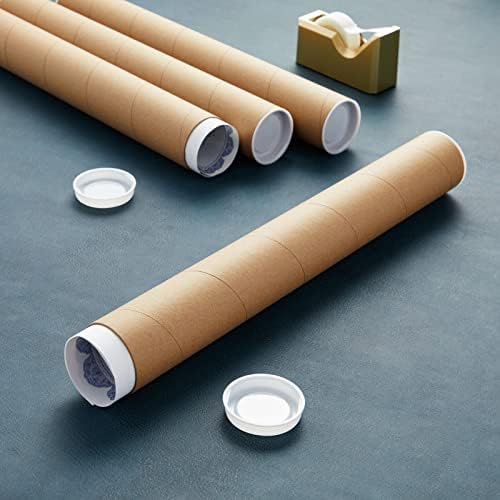 12 Tubos de correspondência com tampas, tubo de papel de papel Kraft de 2x16 polegadas para remessa, embalagem, embalagem redonda