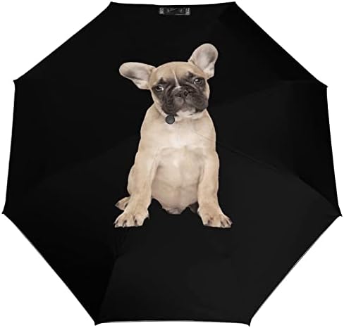 French Bulldog Puppy Viagem Guarda -Vento 3 Foldas Automóvel Aberta Fechar um guarda -chuva dobrável para homens Mulheres