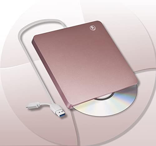 Atualização de DVD/CD externa atualizada A-KSXJ, unidade externa USB3.0 Tipo-C DVD/CD para laptop/PC, escritor/leitor portátil CD/DVD-RW,