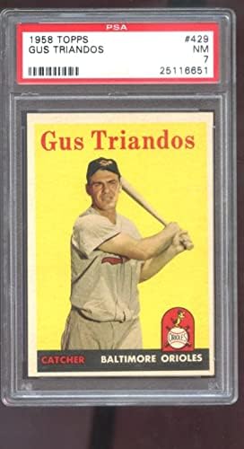 1958 TOPPS 429 Gus Triandos PSA 7 Cartão de beisebol graduado MLB Baltimore Orioles - Cartões de beisebol de lanches