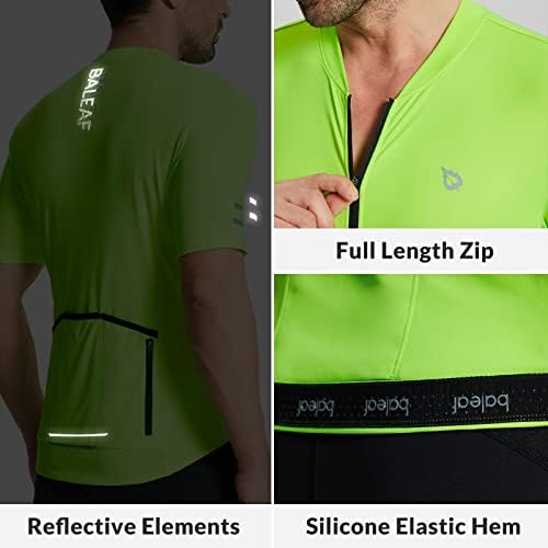 Jersey de ciclismo de Baleaf Men, camisas de bicicleta de manga curta camisetas de bicicleta de bicicleta tampas de zíper completo