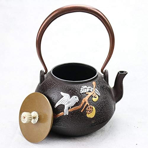 Chaleira de ferro, 1l nova chaleira de ferro do sul do Japão Double Magpie caqui para Kung Kung Fu Pot Metal Drinkware como decoração