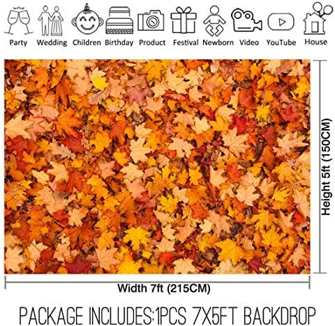 84x60inch Tecido durável/macio Maple de queda folhas de cenas fotografia cenário Friendsgiving Autumn colhere