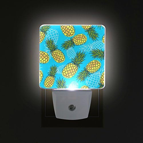 NAANLE Conjunto de 2 frutas tropicais de abacaxi no Summer Design Auto Sensor Auto Led Dusk To Dawn Night Light Plug in Indoor for Adults