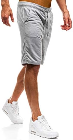 Andongnywell Men's Solid Color Comfort Workout Shorts com bolsos Cisões de algodão curta de algodão