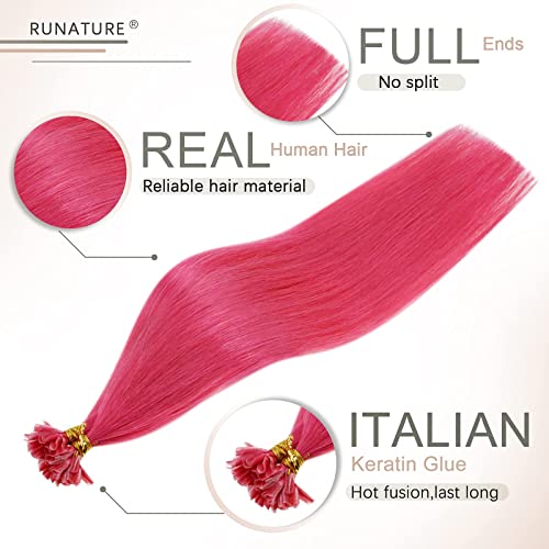 Extensões de cabelo rosa Real Human Hair-Fita em extensões de cabelo 10pcs 25g e u ponta Extensões de cabelo 25 fios 20g 16 polegadas