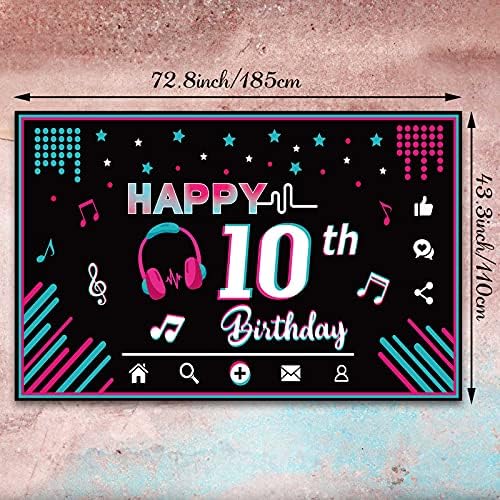 Música Feliz 10º aniversário de 10º aniversário Musical Social Media Birthday Party Supplies Music Party Banner Decorations Social