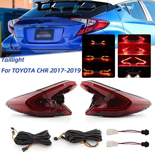 Para Toyota C HR Chr -2020, Luz traseira da luz traseira da luz traseira de carro LED Luz traseira + freio + lâmpada reversa