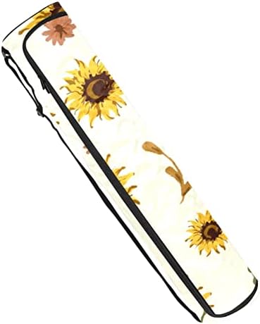 Saco de tapete de ioga Exercício de ioga tapete de transporte de girassol Flor amarela de girassol, 6,7x33.9in/17x86 cm A bolsa de ioga se encaixa na maioria dos tamanhos de tapete de ioga