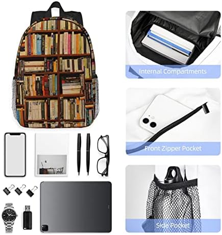 PSVOD Backpack da estante de livros, mochila laptop, mochila da faculdade masculina e feminina, adequada para viagens, trabalho