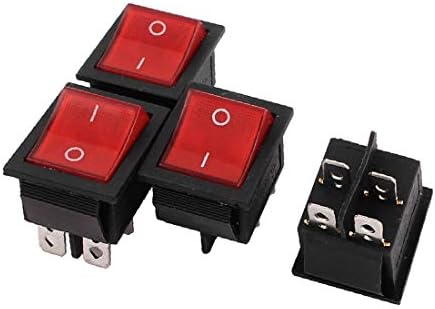 X-dree kcd4 16a 250v ac e desligado snap in boat rocker switch luz vermelha 4 pin spst (kcd4 16a 220v ca cen.