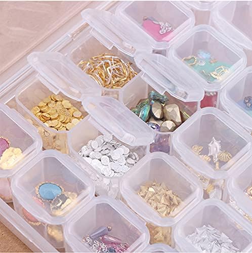 Caixa de organizador de strass, caixa de armazenamento 3D de acrílico, gemas de unhas de plástico transparentes Caviar contas de pérolas acessórios de arte pregos de exibição de joias de coleta de joias de olhos 28 slots 28 slots