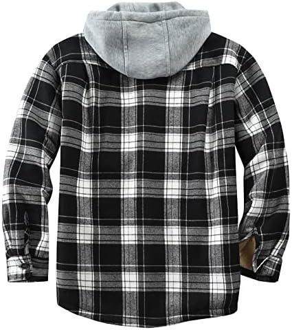 Derbars Men's Cotel Shande Camisetas Jaqueta de FleeCe Camisas de Flanela Sherpa Button Jackets Down com capuz para homens