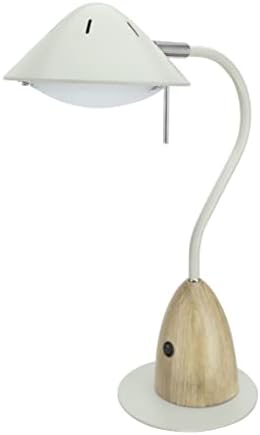 Aspen Creative 40102-1A LED de mesa LED diminuído, design moderno de 7W com acabamento de grãos de madeira, 18 1/2 de altura,