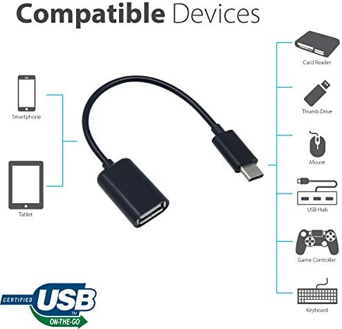 Trabalha OTG USB-C 3.0 Adaptador para o Samsung Galaxy A73 para funções rápidas, verificadas e de uso múltiplo, como
