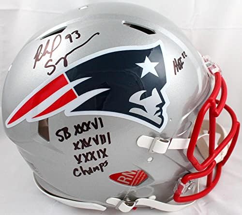 Richard Seymour assinado Patriots F/S Speed ​​Haphenet Authentic Capacete com 2 INSC. -BAW Holo - Capacetes NFL autografados