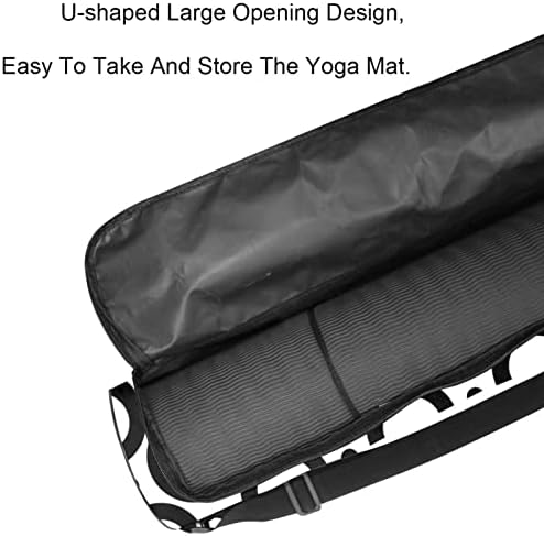 Laiyuhua Yoga Mat Bag, bolsa de ginástica de ioga com zíperas duplas para mulheres e homens - zíperes lisos, abertura grande em forma de U e alça ajustável, se encaixa na maioria dos tapetes de ponto redondo branco preto