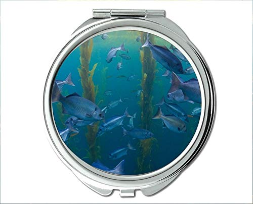 Espelho, espelho compacto, tema de peixe beta do espelho de bolso, espelho portátil 1 x 2x ampliação
