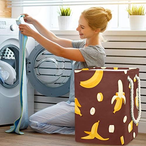 Deyya Cestas de lavanderia à prova d'água Alto resistente Banana Branco Branco Marrom cesto impressão para crianças