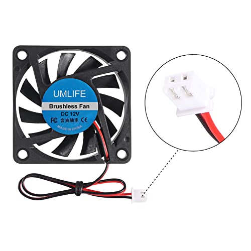 UMLife 4-Pack 60mm x 60mm x 10mm 6010 12V Fan de resfriamento DC sem escova 2pin para umidificador de extrusão de impressora 3D