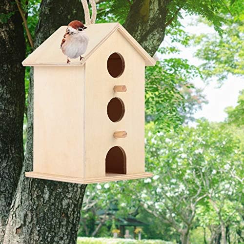 A quente e confortável e confortável de madeira pendurada na caixa de criação de casas pequenas casas de descanso, material de jardim ao ar livre para pássaros papagaios
