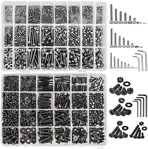 Kwokker 1083pcs Métrica parafuso de parafuso e 1220pcs HEX SOCKET PARA PECLOS DE PROFUNDOS DE CABEÇA PARA CABEÇA, 1083pcs, 1220pcs