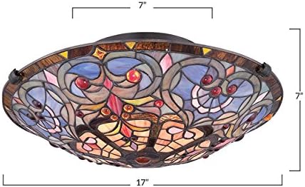 Quoizel TF1805SVB Carroll Tiffany Flush Mount teto Iluminação de teto, 2 luz, 150 watts, bronze vintage (6 h x 17 W