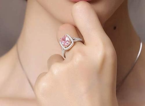 Anéis de casamento de quartzo rosa anéis de casamento feminino 925 Sterling Silver Jewelry Ring Romantic Gemstone noivado de noivado