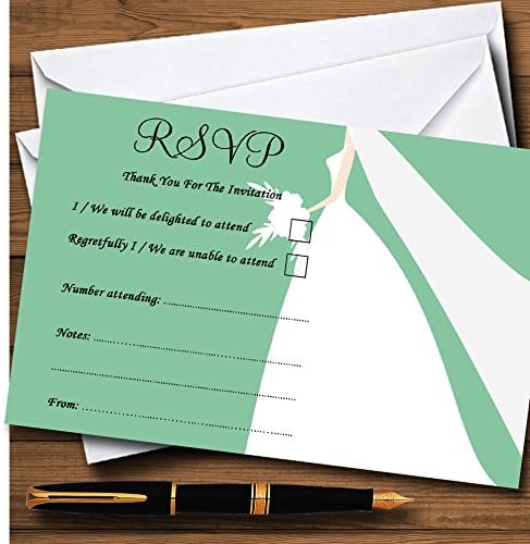 Cartões RSVP personalizados para noiva verde