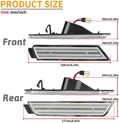 Luzes do marcador de pára-choques LEDs laterais laterais traseiras da frente para o Chevy Camaro 2010-2015 Red Amber Refletores Tiras de lâmpada dupla, 4pcs