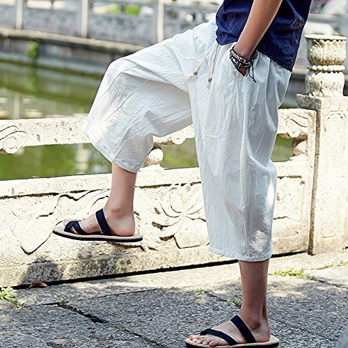 HAREM MEN HOMEM MEN MEN FLOF LIMPO LIMPO CASual calça calças esportivas folgadas calças de linho masculino masculino shorts