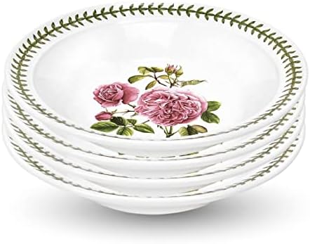 Portmeiron Botânica Rosas Sopa Tigela com aro, motivos variados, conjunto de 4, redondo, 8,5 polegadas, para jantar, macarrão, sopas