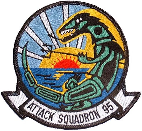 Navy dos Estados Unidos USN VA-95 Green Lizards Fighter Ataque Esquadrão Bordado Patch, com adesivo de ferro