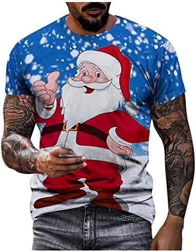 ZDFER Mens tshirts Manga curta, Christmas Impresso Crewneck Tops Sweatshirts Blouse Casual Treino Camisetas para homens