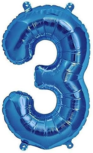 Número de 16 polegadas 3 - balão de papel alumínio azul cheio de ar