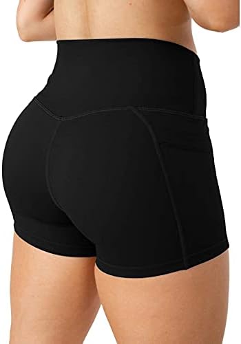 Mulheres Cross Caist Yoga Shorts Sports Sports Excrodução Executando shorts de motociclista com bolsos pretos