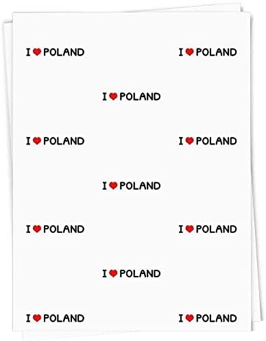 5 x A1 'I Love Polônia' embrulhar/embrulhar folhas de papel