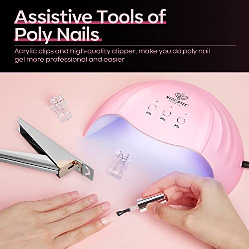 Modelones Kit de gel de unhas poli com 12pcs dicas de unhas clipe e 1pcs False Unhing Dip Trimmer