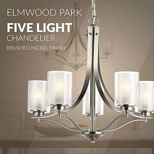 Iluminação de gaivota marítima 3137305en3-962 lustre de parque Elmwood, 5 luzes 47,5 Watts, níquel escovado