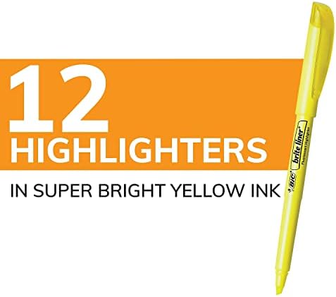 Bic Bl11yw Brite Liner Highlighter, ponta do cinzel, amarelo fluorescente, dúzia