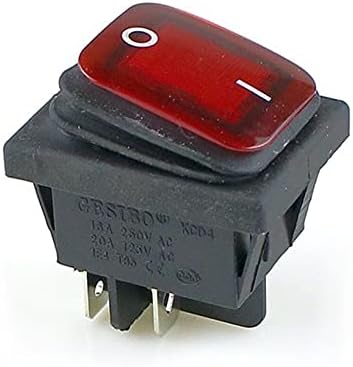 Velore KCD4 Black Green Green Rocker Switch Impermeável interruptor 2 Posição em 4 pinos com luz 16A 250VAC/20A 125VAC