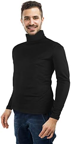 Tuparka Mens Turtleneck de manga longa de tampa de térmica térmica de thermal de tamanhas de térmica de tampa grande grande preto