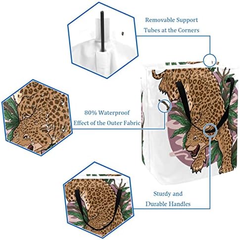 Leopard Wild Animal Printed Lavanderia dobrável cesto de roupa, cestas de lavanderia de 60l de lavanderia de roupas de roupas de