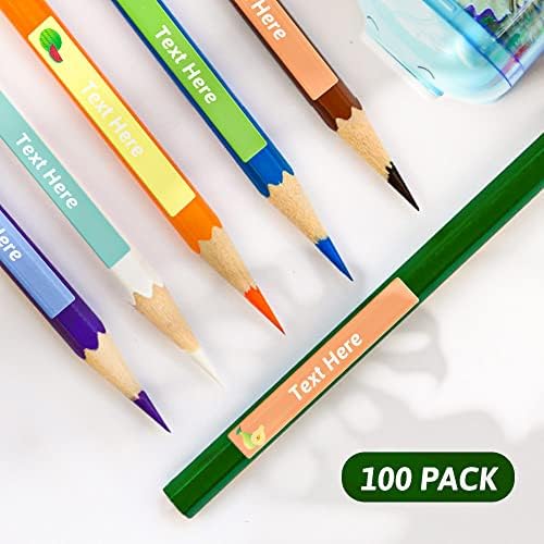 100 etiquetas pegajosas personalizadas 6 * 0,85cm Nome personalizado adesivos Rótulos de adesivo à prova d'água para marcar livros lanche caixas de lancheiras Presentes de caneta lápis para crianças