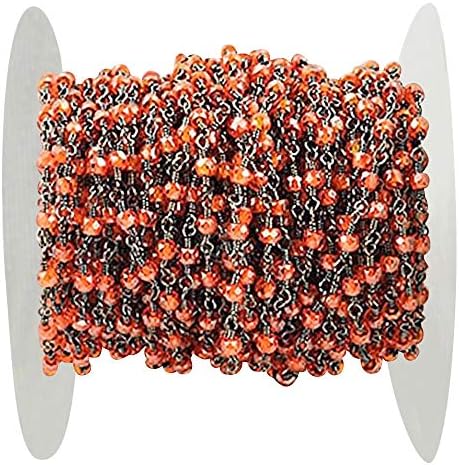 Binchas de zircão laranja de 3 pés, 2,5-3mm de fio preto de arame preto embrulhado