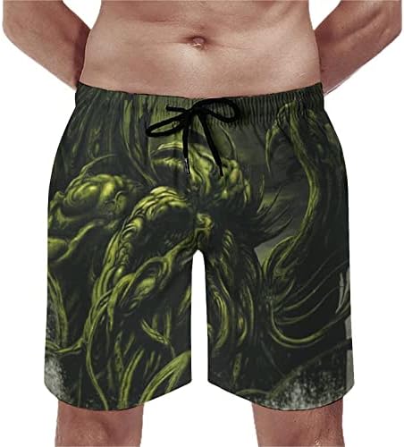 Dead Cthulhu espera sonhando com troncos de natação masculinos com bolsos de verão shorts de banho respirável de roupas de praia