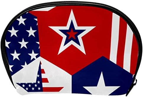 Bolsa de higiene pessoal, bolsa de cosméticos de maquiagem para homens, padrões com American Stars Flag