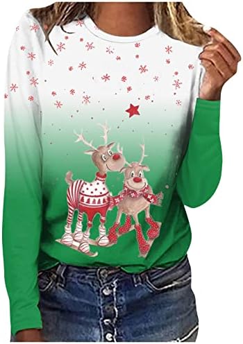 Qtthzzr Grinch Sorto de moletom feminino gradiente de camisa feminina Moda de Natal fofa Cute Christmas Sweetshirt