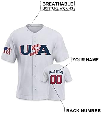 Camisa esportiva personalizada 2023 de beisebol mundial dos EUA para fãs homens jovens presentes personalizam seu