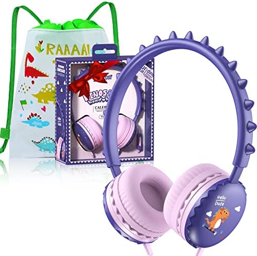 Fones de ouvido de dinossauros para crianças e meninas com microfone, Volume Limited 85db fones de ouvido de criança